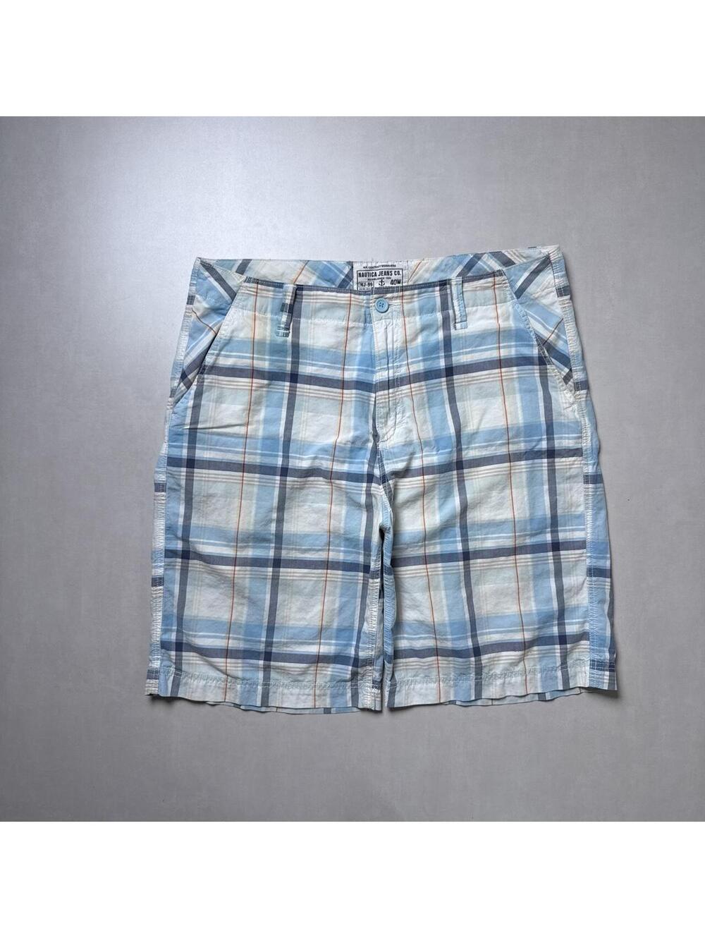 Y2K Nautica Baggy 00s blue plaid shorts